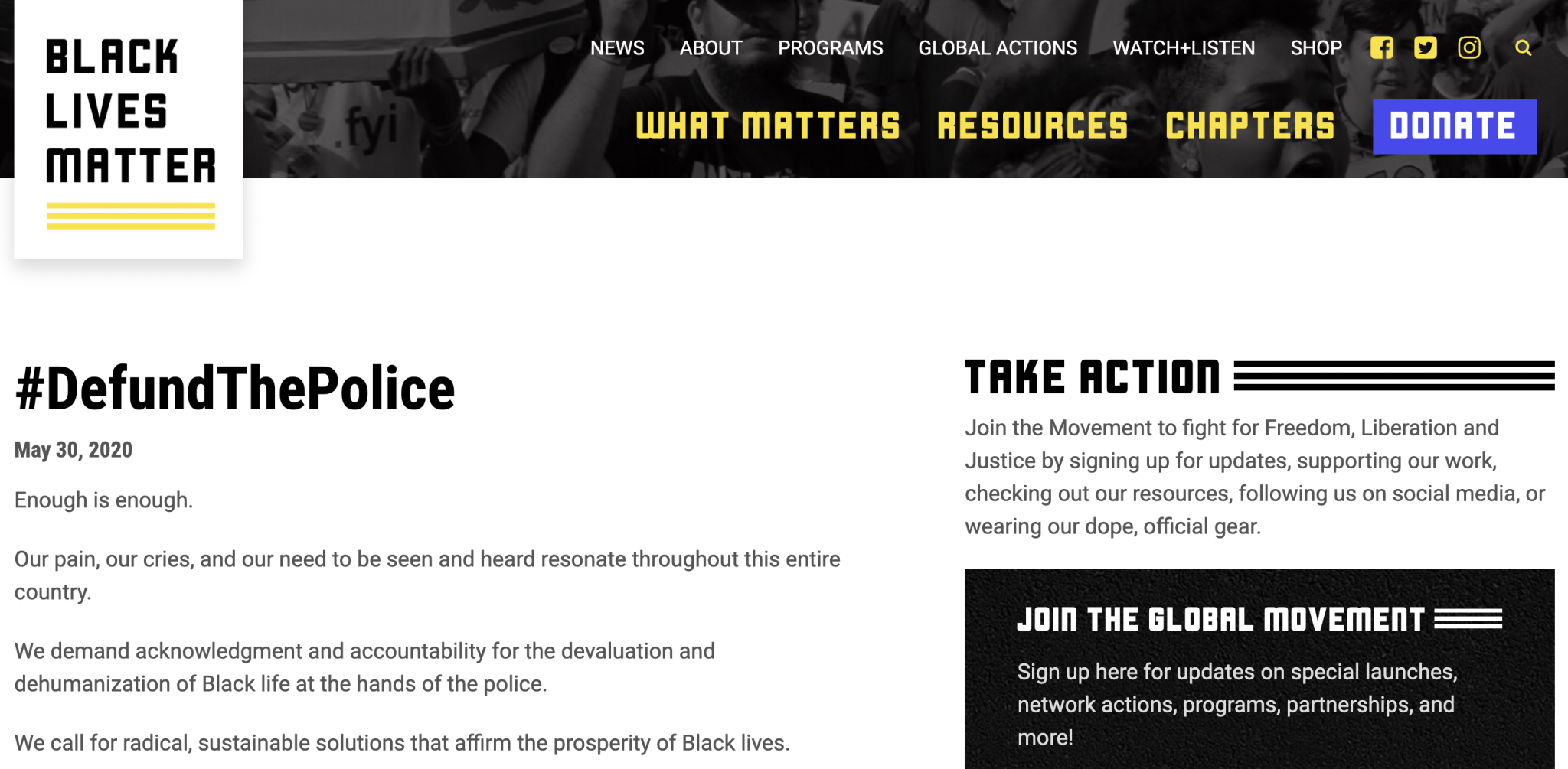 Defund the Police Black Lives Matter