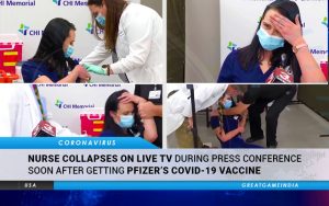 Nurse Collapses On Live TV During Press Conference Soon After Getting Pfizer's COVID-19 Vaccine