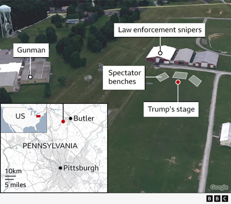 How far was the suspected gunman from Donald Trump?